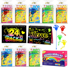 JMMICO scratch art notebooks reveal rainbow colors for party favors and classroom crafts.