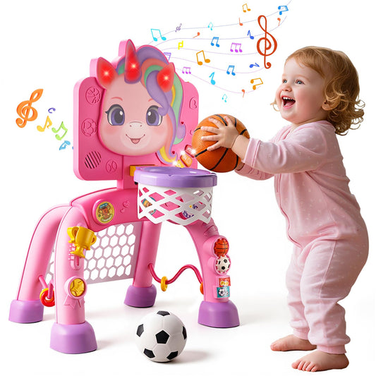 JMMICO toddler sports center basketball hoop boosts motor skills during play