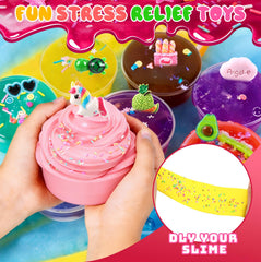 JMUQ butter slime edition with glitter and cute charms.