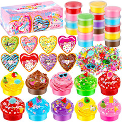 JMUQ Valentines slime 24-pack shown with gift box for classroom exchanges.