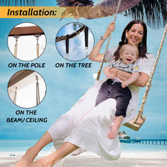 JMZOO wooden swing rope system with adjustable height