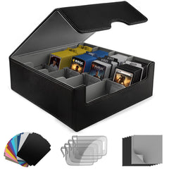 JNLODGE trading card storage box front view shows rugged waterproof exterior and magnetic seal for secure travel.