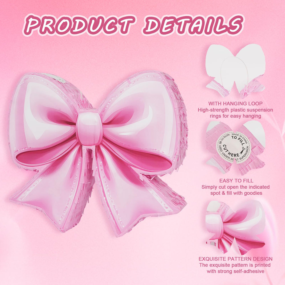 JOARHONAL pink bow pinata open top fill opening for candy and toy surprises