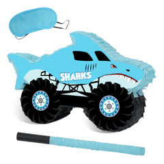 JOARHONAL shark monster truck pinata small, vibrant exterior for lively party decor