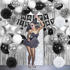 Jobkoo 18-inch silver star foil balloons for eye-catching accents