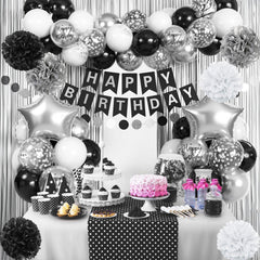 Jobkoo black happy birthday banner sets a celebratory vibe