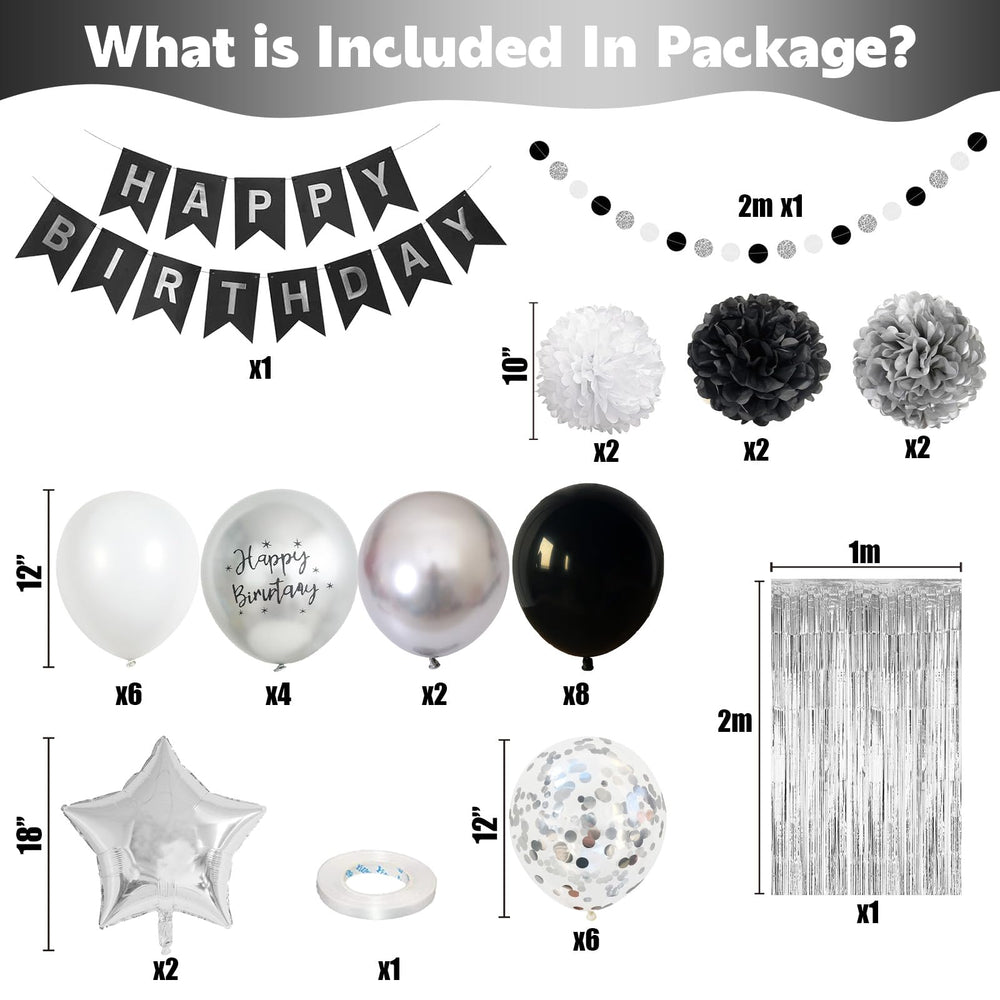Jobkoo black pom poms provide bold accents for modern celebrations