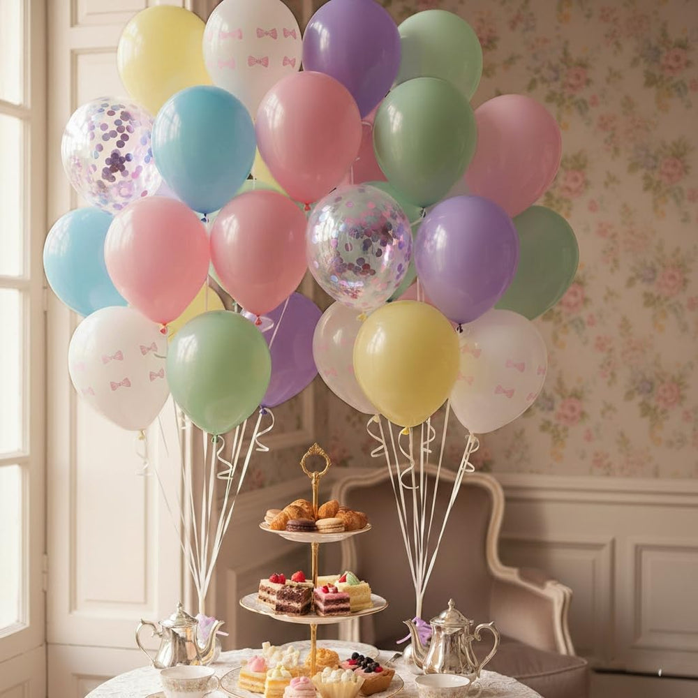 Jobkoo pastel bow balloons pastel confetti 12in festive sparkle and fun