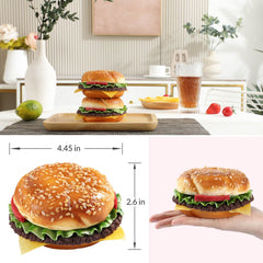Joeabor fake hamburger decoration on table elevates restaurant display.