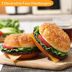 Joeabor soft PU hamburger model close-up shows lifelike texture and shine.