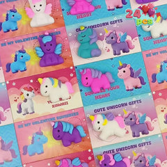 Jofan unicorn mochi squishy pack with colorful toys for kids and classroom prizes.