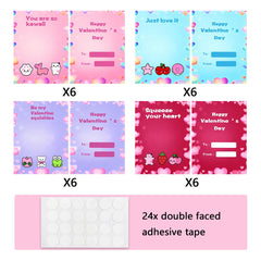 JoFAN valentines cards come in 4 colors with six each for easy pairing.
