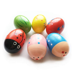 JoFAN wooden shake egg inside beads, creates rhythmic sound for kids.