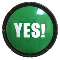 Joffreg YES Sound Button green front view for quick, fun signaling in conversations.