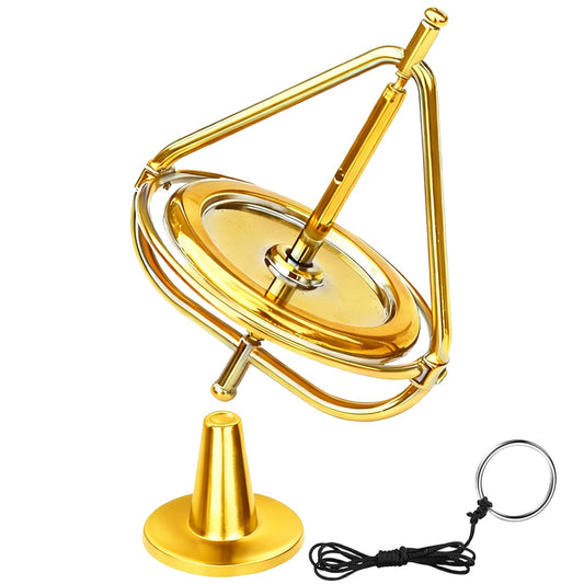 JOGEPEYO gyroscope with golden frame for a striking desk presence and balanced rotation