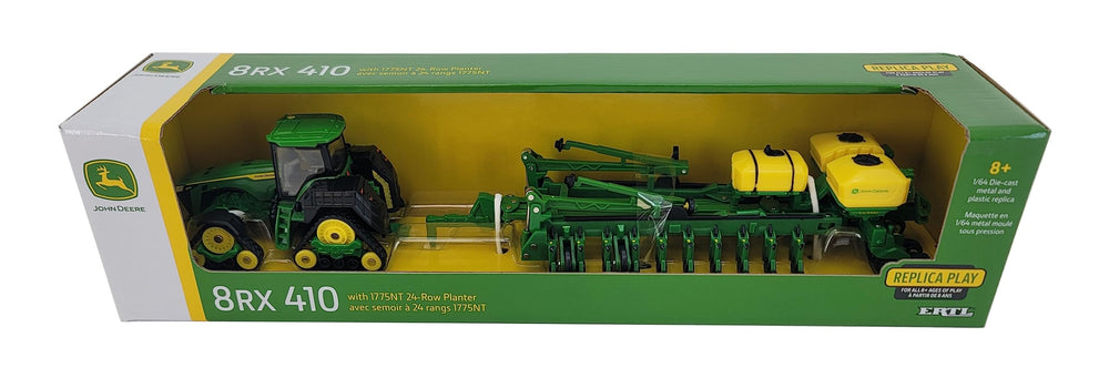John Deere 8RX 410 toy cab interior visible through clear windows for realism