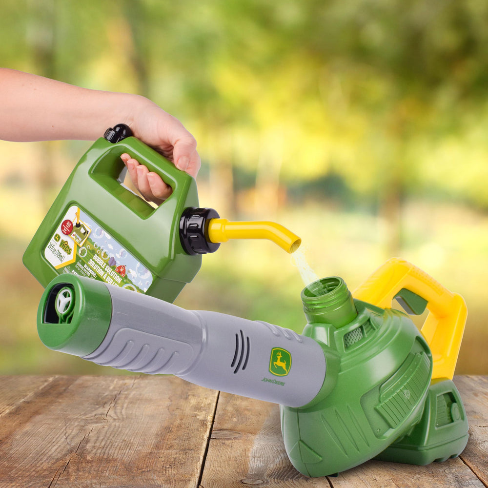 John Deere bottle with a convenient pouring spout for simple refills.