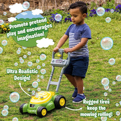 John Deere bubble solution bottle included with built-in holder