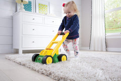 John Deere Tomy lawn mower spinning blade with sound effects for interactive fun.