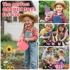 JOI MEW Kids Pink Gardening Tools Set gloves protect tiny hands