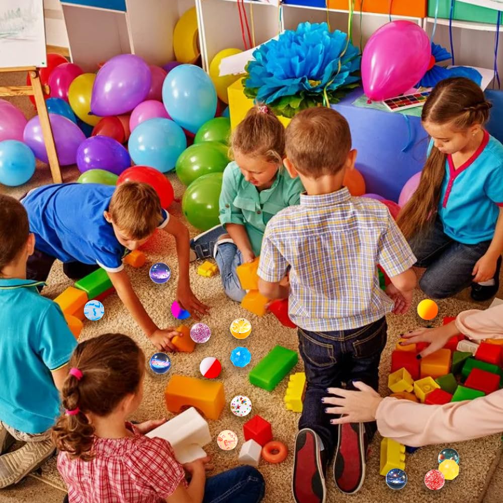 JOICEE party gifts and classroom prizes—colorful balls for celebration.