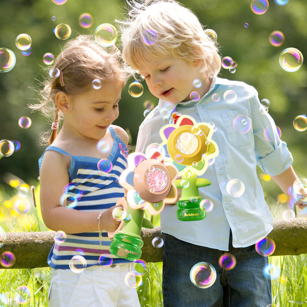 Vibrant yellow bubble blower brightens Easter and summer fun.