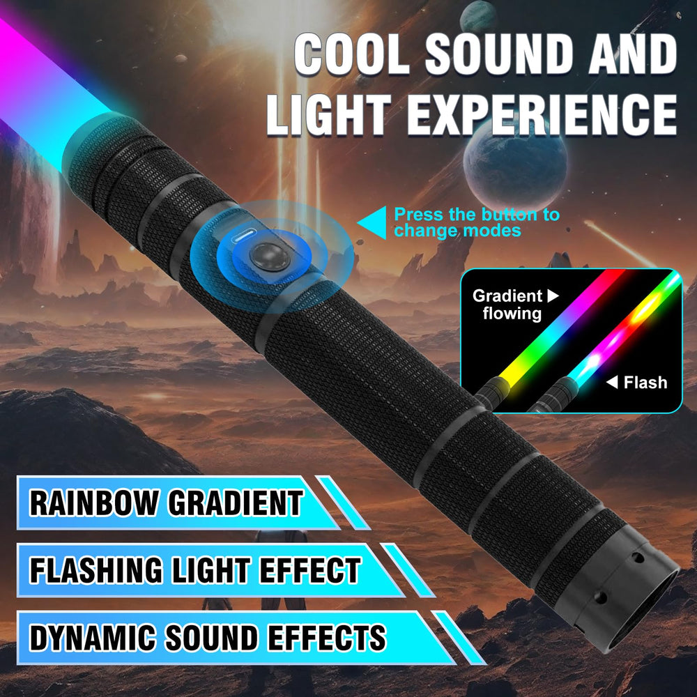 JOINBO LED saber shows seven color modes for dynamic play.