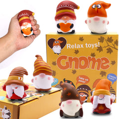 JOINBO Thanksgiving Gnomes Squishies 6-pack, six colorful figures for stress relief and play