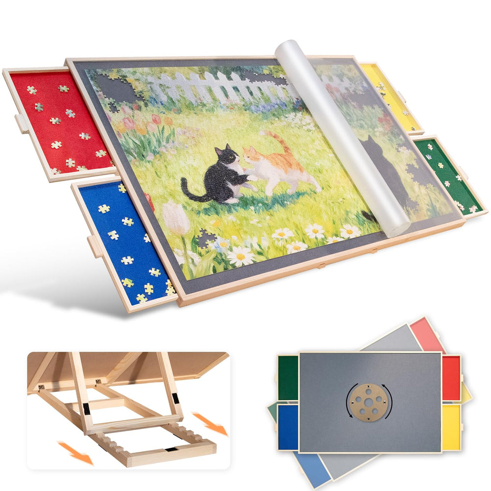 JOIN&JOY puzzle board tilting design for ergonomic puzzling sessions.