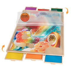 Join&Joy Puzzle Board Pro with six colored drawers and cover for organized puzzling
