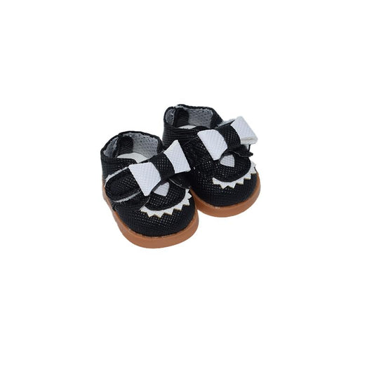 Jojedomo 17cm doll shoes in black, front view, Labubu compatibility.