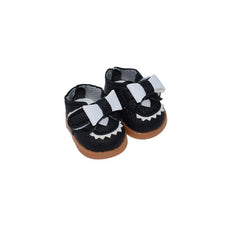 Jojedomo 17cm doll shoes in black, front view, Labubu compatibility.