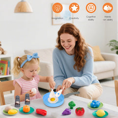 JOKERKING blue plates for serving pretend meals during kitchen play