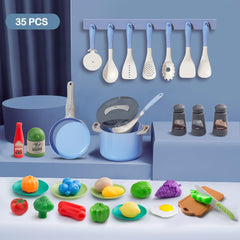 JOKERKING blue pretend pots and pans inspire realistic cooking playtime