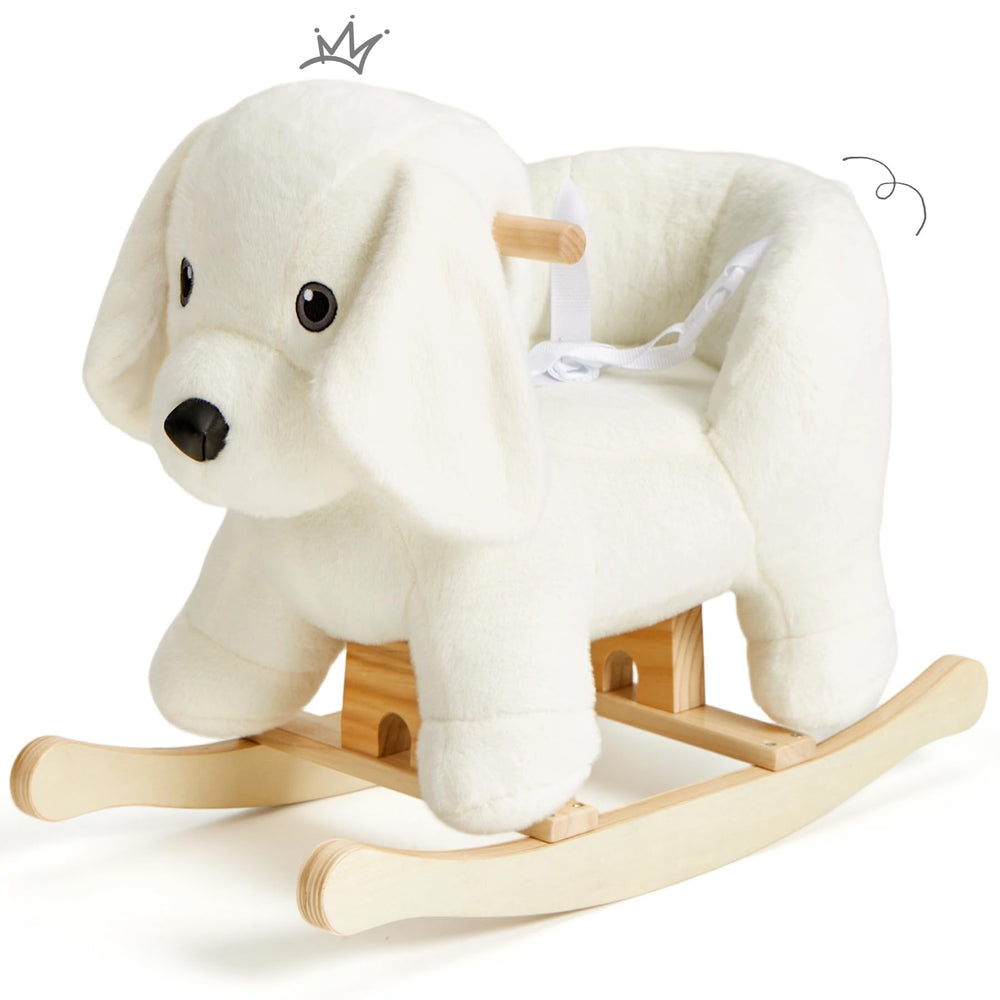 JOLIE VALLEE TOYS AND HOME Labrador rocking horse front view for toddler-friendly play