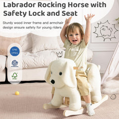 Three-side seat design offers secure rocking for little ones