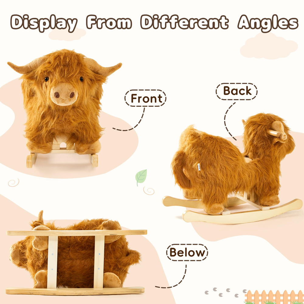 JOLIE VALLÉE TOYS & HOME Highlander cattle rocking horse soft fabric and plush filling