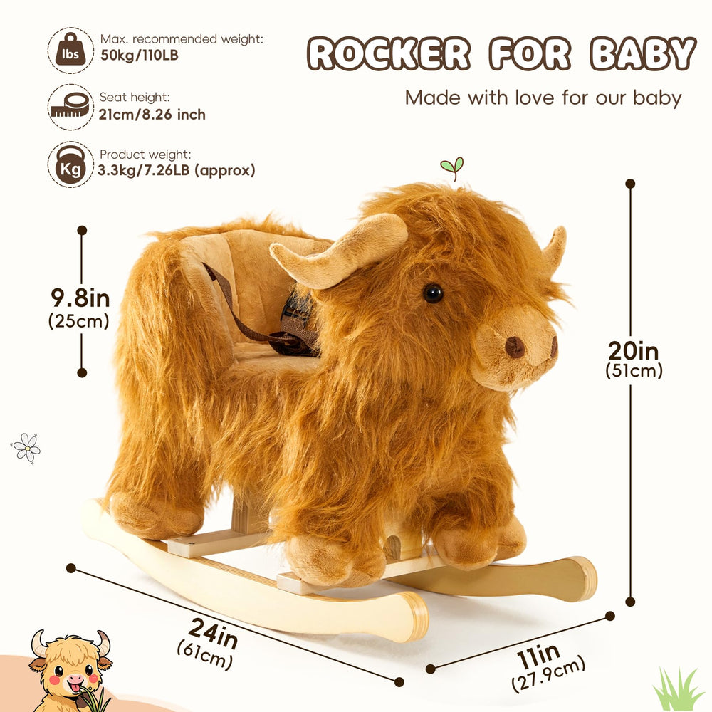 JOLIE VALLÉE TOYS & HOME Highlander cattle rocking horse three-sided seat in use