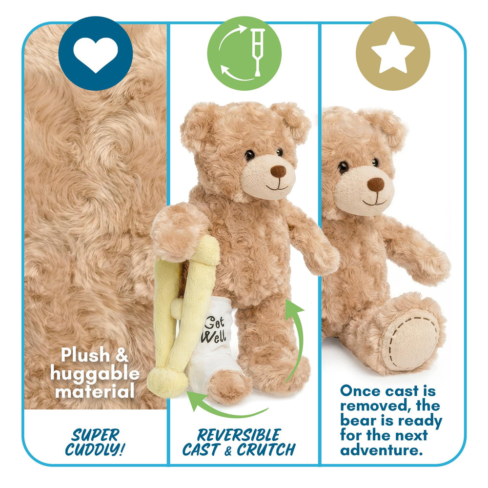 Jolitee teddy with right cast, reassuring recovery companion.