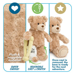 Jolitee teddy with right cast, reassuring recovery companion.