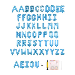 Jolixiraz 58-piece letter balloons A-Z in baby blue for customizable banners.