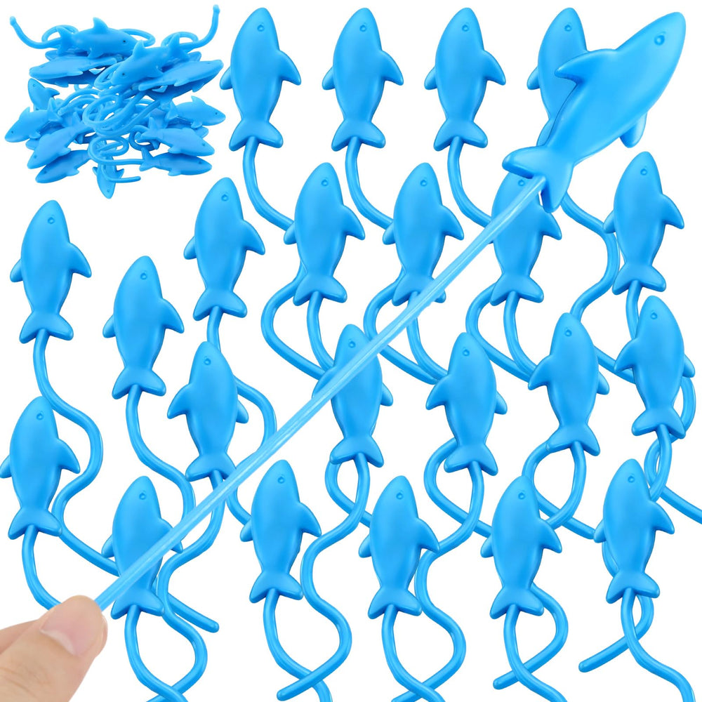 JolliLudo sticky shark blue toy clings to walls for playful ocean-themed decor.