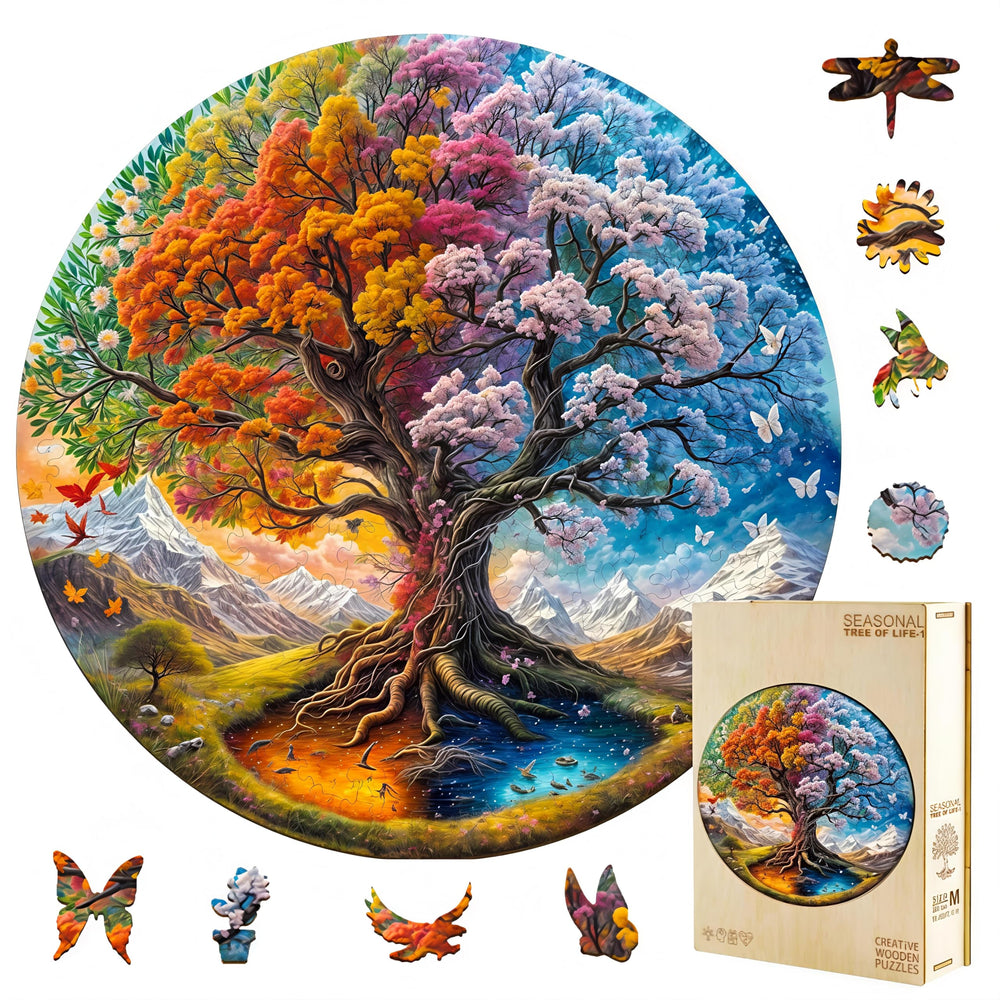 Jollitot tree-of-life round puzzle with seasonal design for mindful relaxation