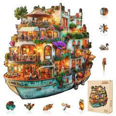 Jollitot Voyage Garden floating villa puzzle with Mediterranean charm, ideal for mindful evenings.