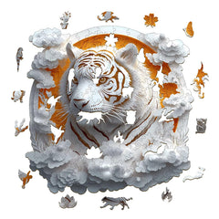 White Tiger puzzle displayed as a unique wall art piece from Jollitot.