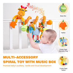 Jollybaby giraffe crinkle-paper texture stimulating tactile curiosity during playtime