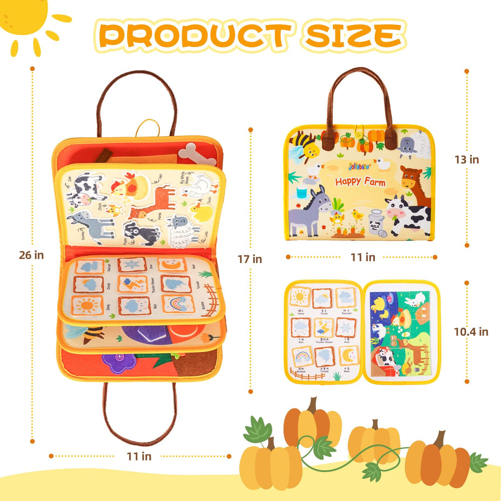 Jollybaby Portable quiet book folded into compact carry bag for travel