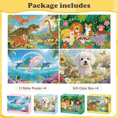 Jomzuci dolphins puzzle box with bright colors to spark imagination during playtime.