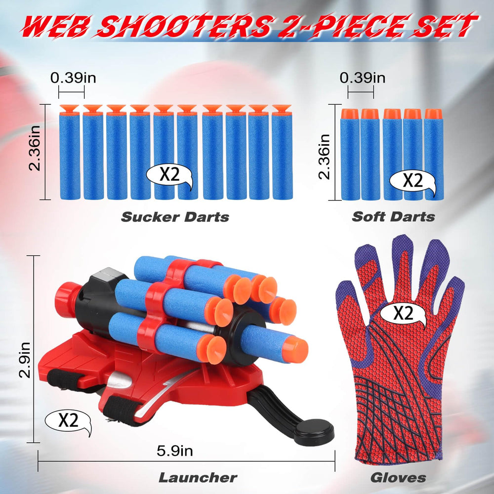 JONEG Web Shooters with gloves and darts—durable, kid-friendly design for safe pretend play.