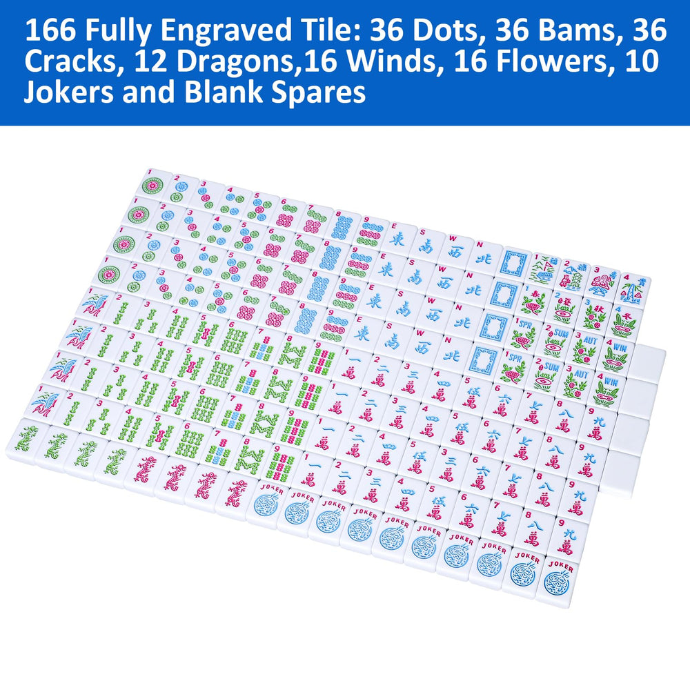 Jongyance engraved mahjong tiles show crisp patterns and numbers for quick recognition.